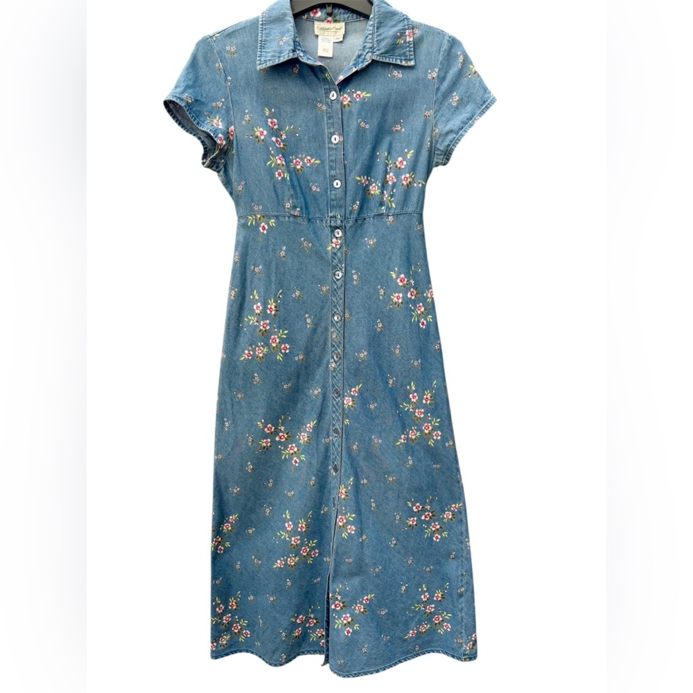 Coldwater Creek Denim Blue Floral Dress
